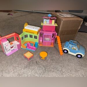 Vintage Polly Pocket House, Car, and Accessories